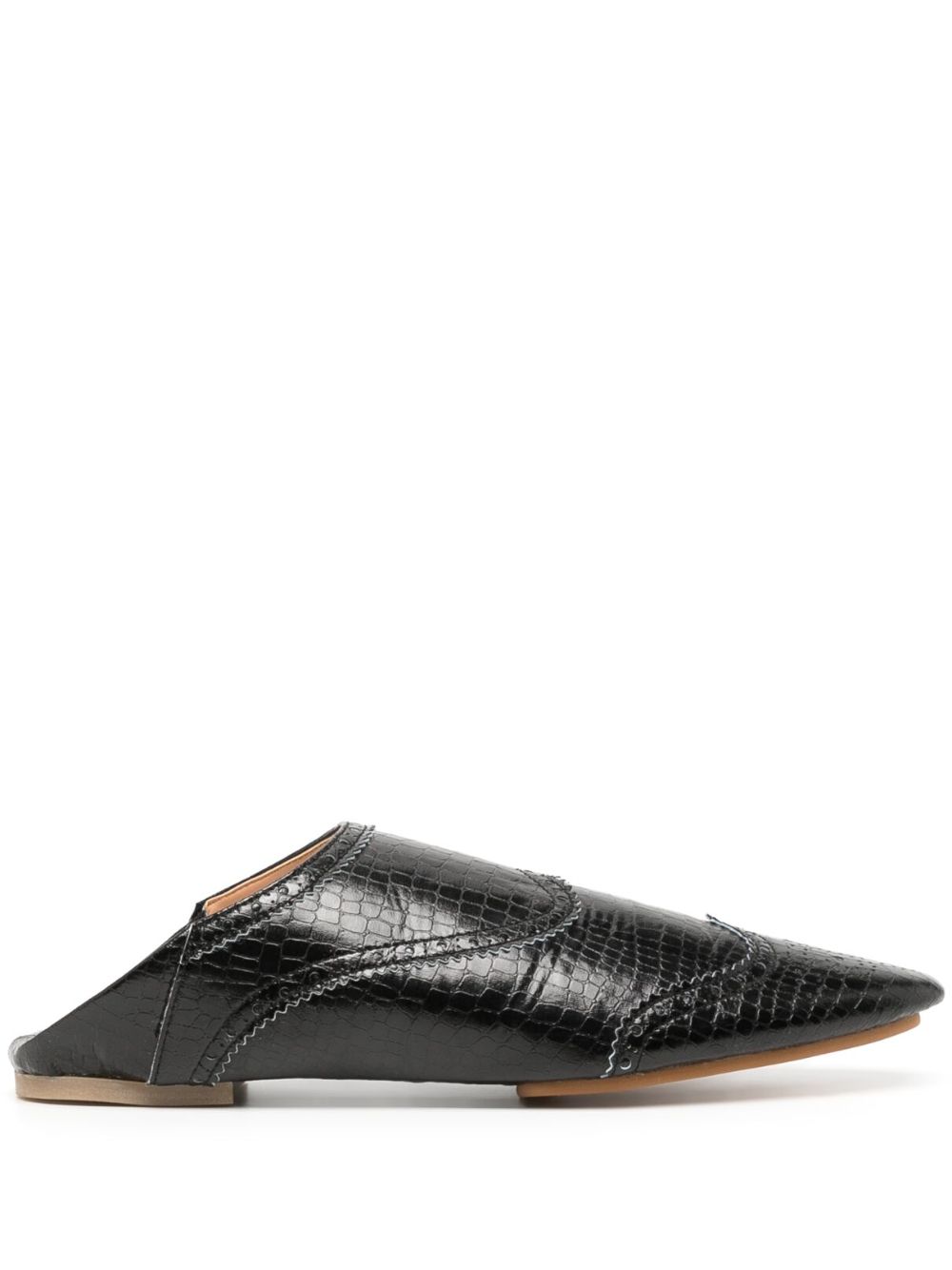 Western-style leather slippers - Black