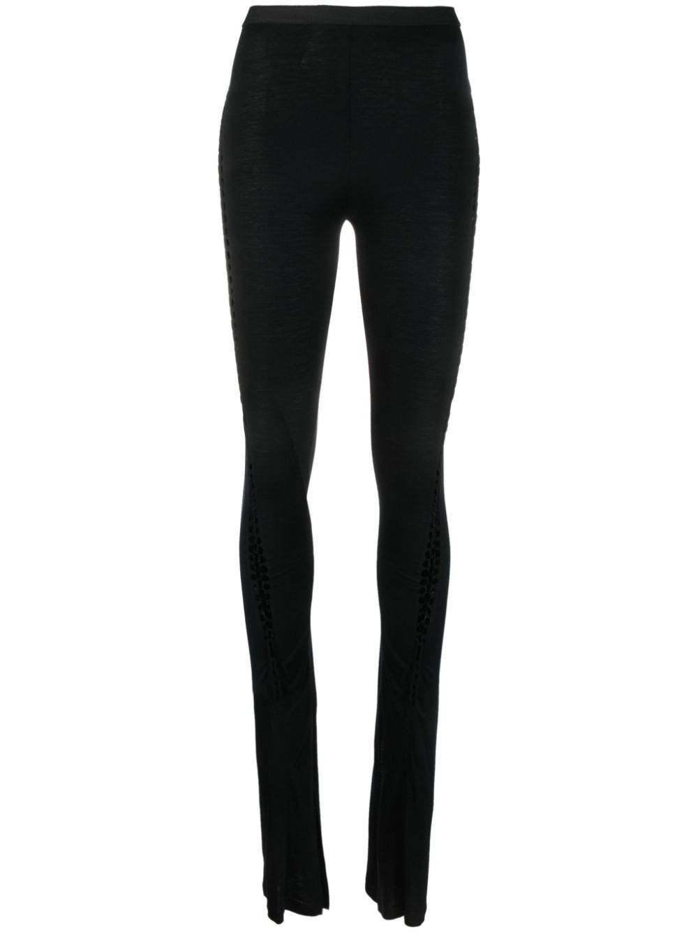 Perforated-detail mid-rise leggings - Black