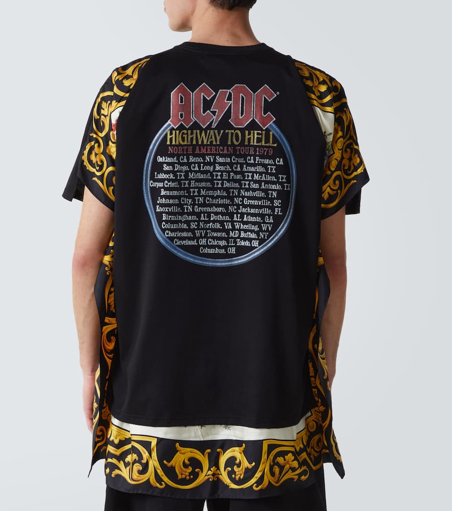 Junya Watanabe AC/DC printed caped cotton jersey T-shirt