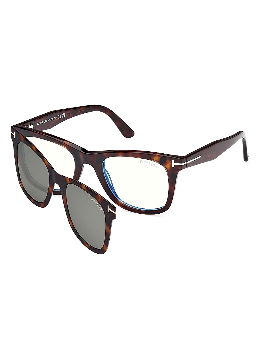 Men's 50MM Square Sunglasses - Dark Havana Green