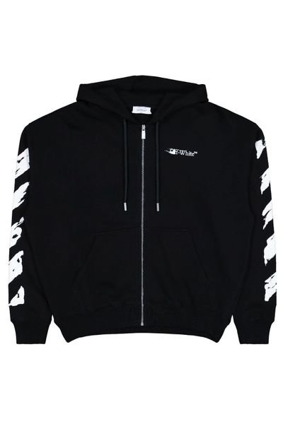 Off-White Zip-Up Drawstring Hoodie