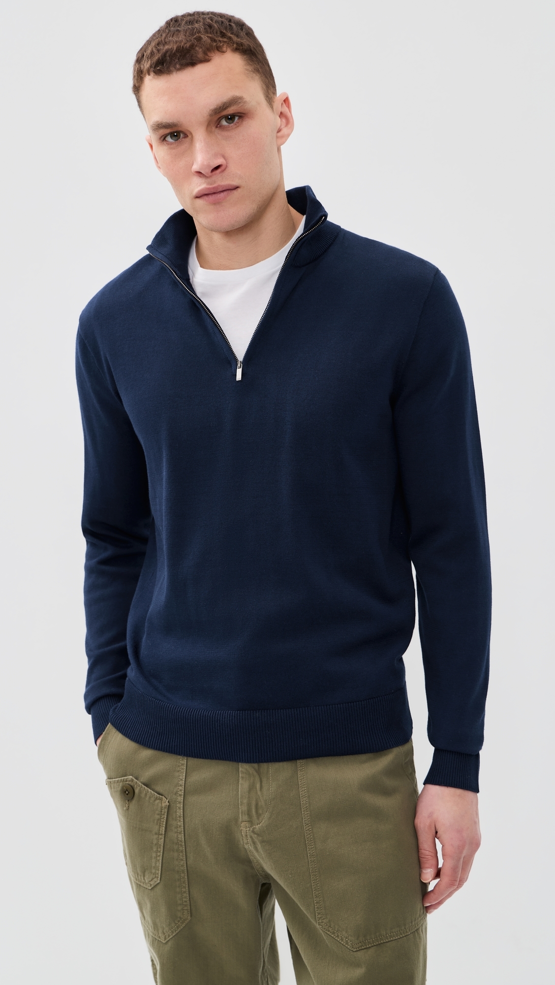 Original Label Cotton Jersey Half-Zip Sweater Bright Navy