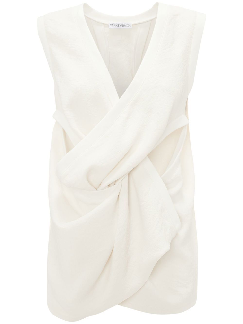 Twist-front sleeveless top - White