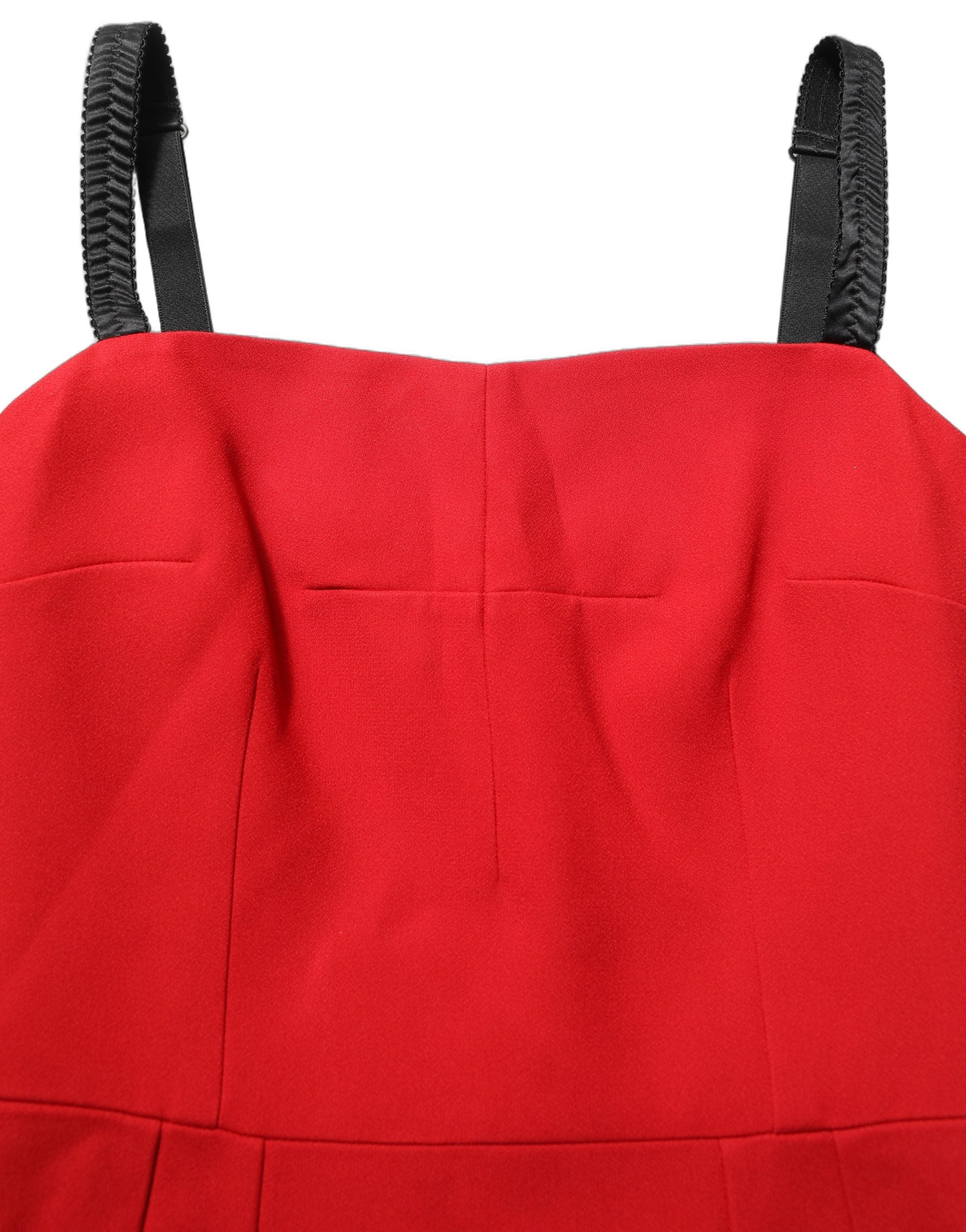 Stretch-Cady Sheath Dress — Red