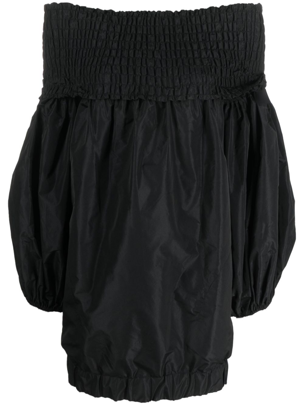 Off-shoulder puff-sleeve dress - Black