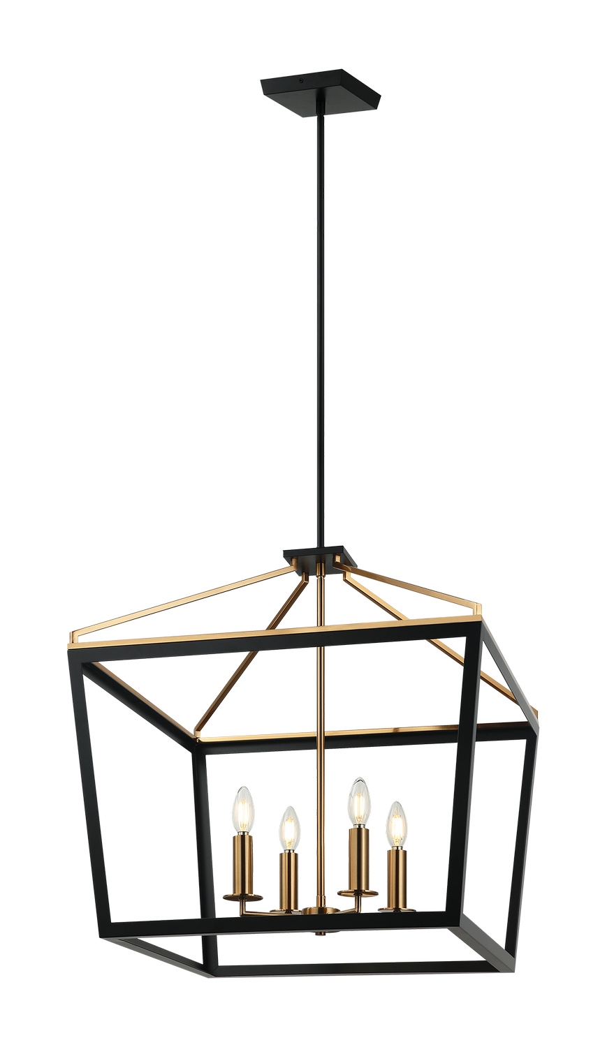 Mavonshire 4-Light Chandelier in Black with Aged Gold Bra