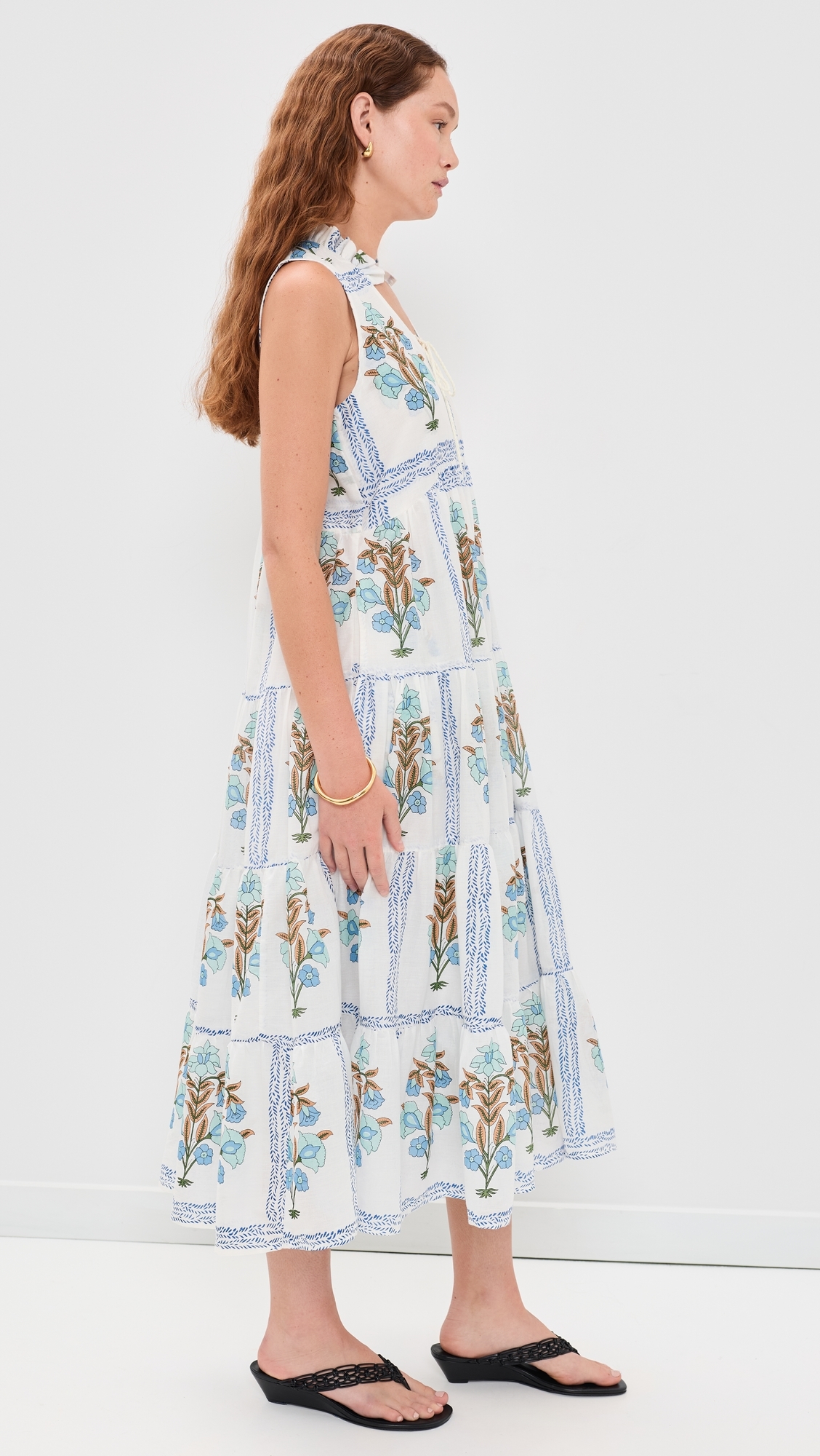 Sofia Cotton Midi Dress Blue Floral
