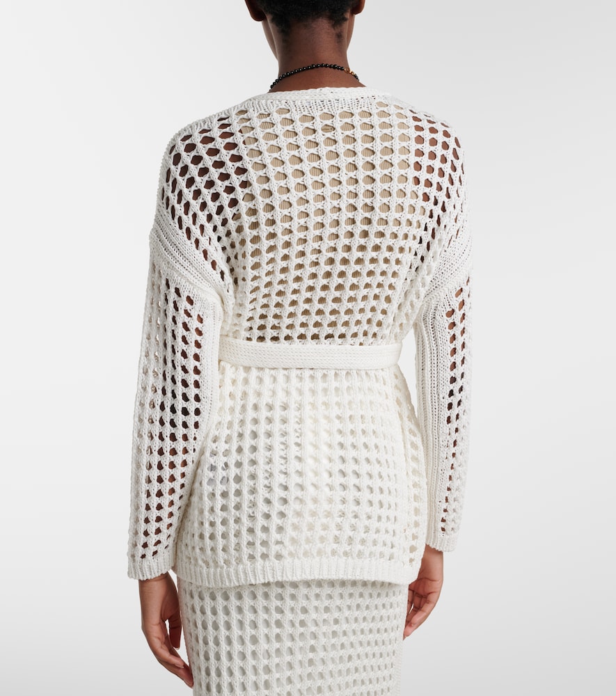 Gelo open-knit cotton wrap cardigan