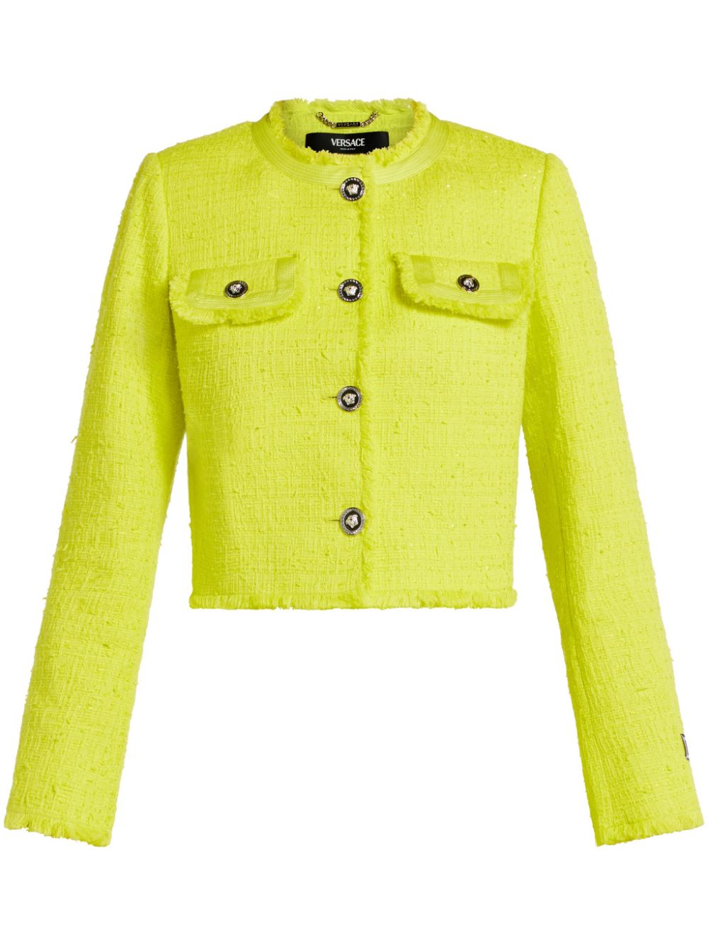 Medusa Head-buttons tweed jacket - Yellow