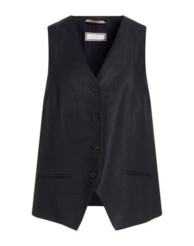 Woman Tailored Vest Midnight blue Size 6 Linen