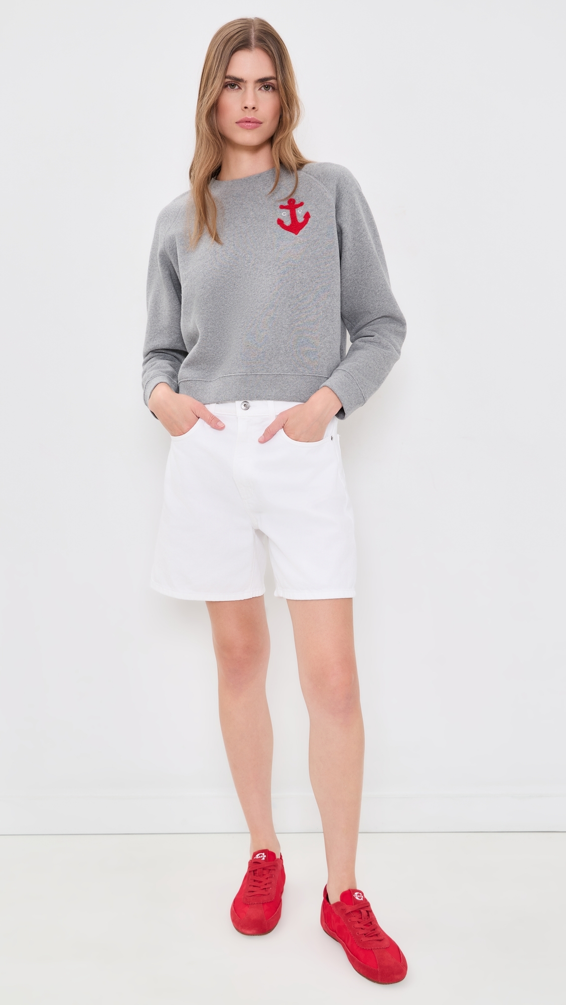Petit Chenille Anchor Le Court Sweatshirt Grey Melange