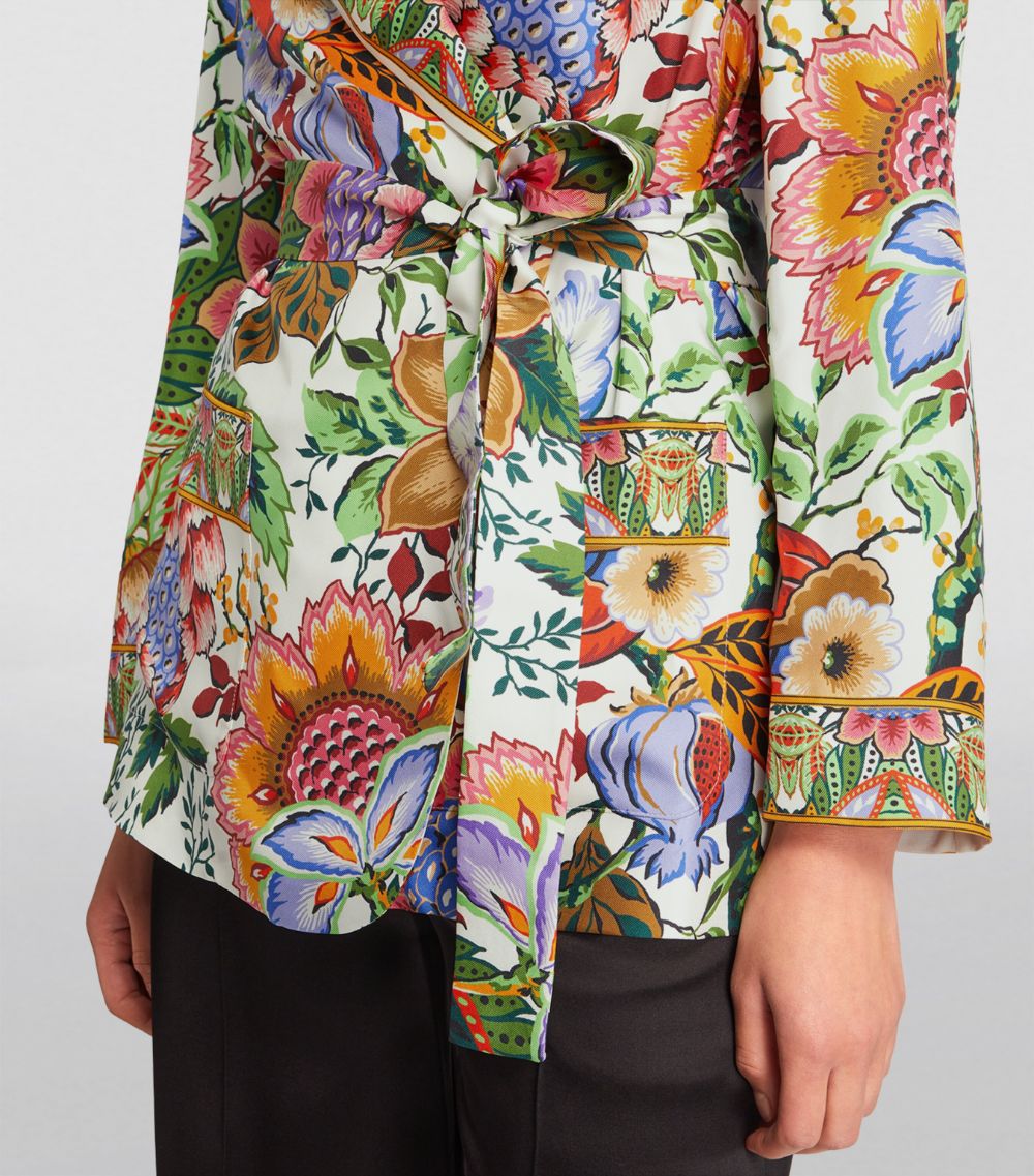 Silk Floral Tie-Waist Blazer