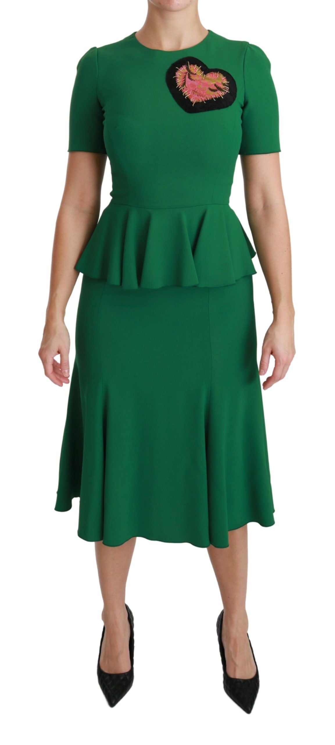 Heart-Patch Design Dress — Green