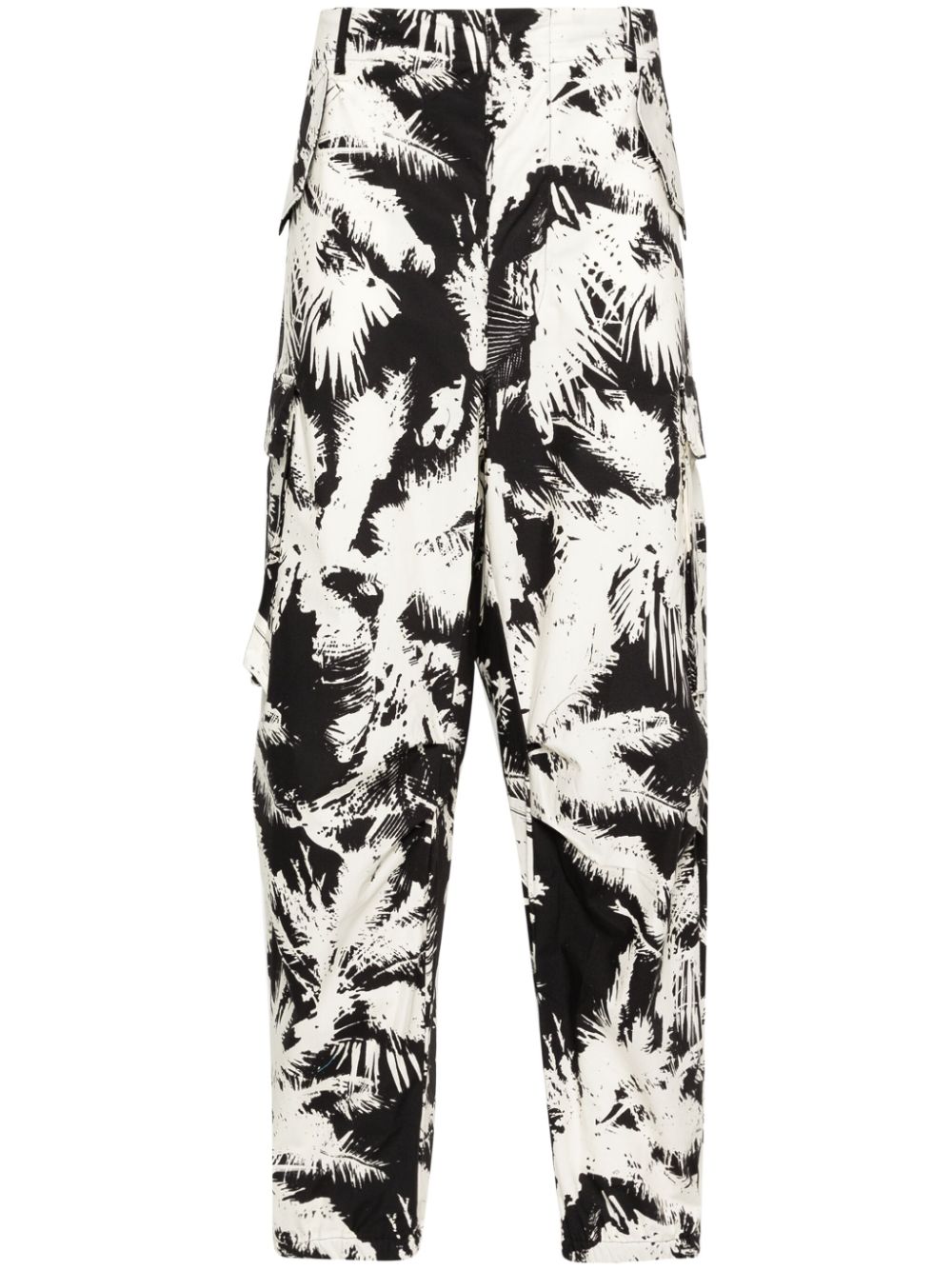 Printed multi-pockets cotton trousers - Neutrals