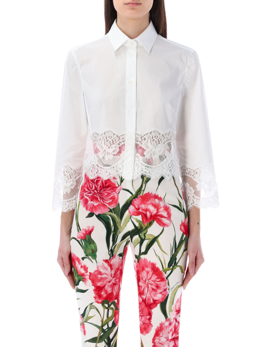 Crop Shirt With Lace Inserts