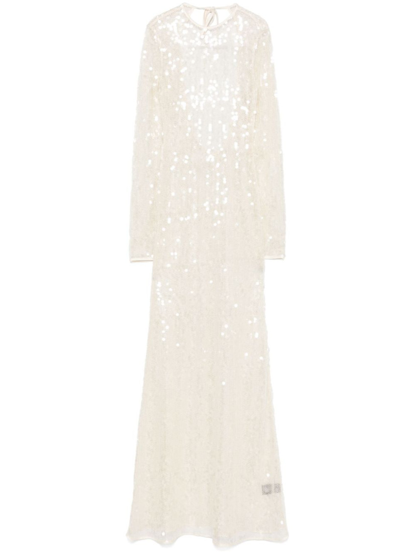 Long Sleeved Sequin Gown