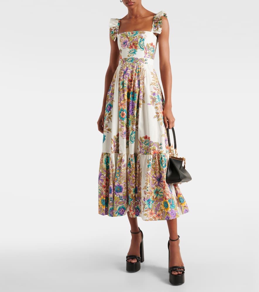Floral cotton poplin maxi dress