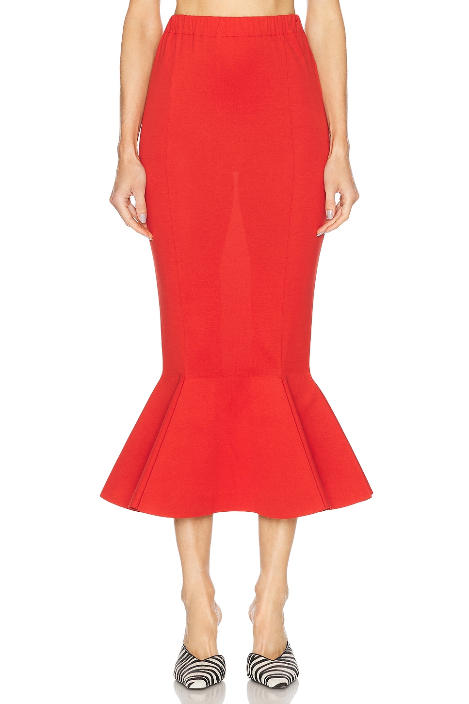 Marni Long Trumpet Skirt in Tulip - Red. 42 also in