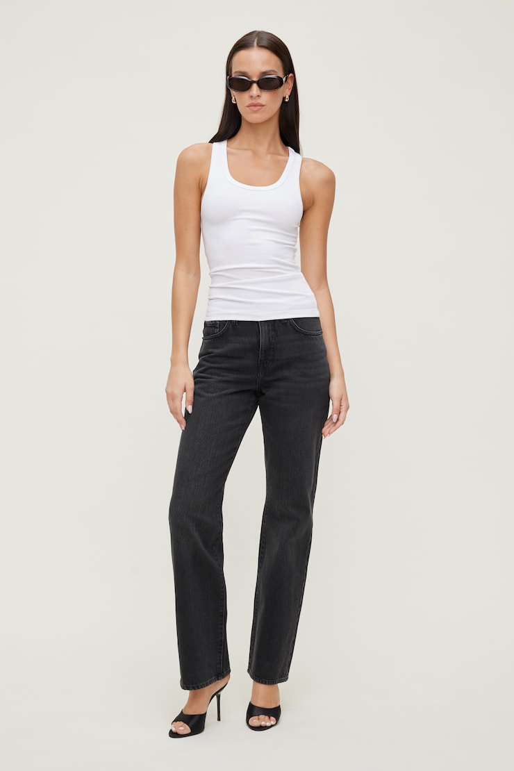 Cara Rigid High Rise Straight Leg Jeans - Black - Women Clothing