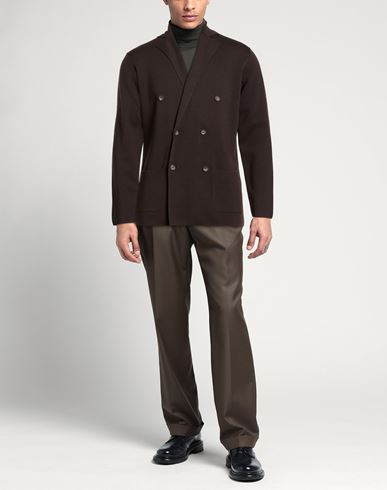Man Cardigan Dark brown Size 36 Merino Wool