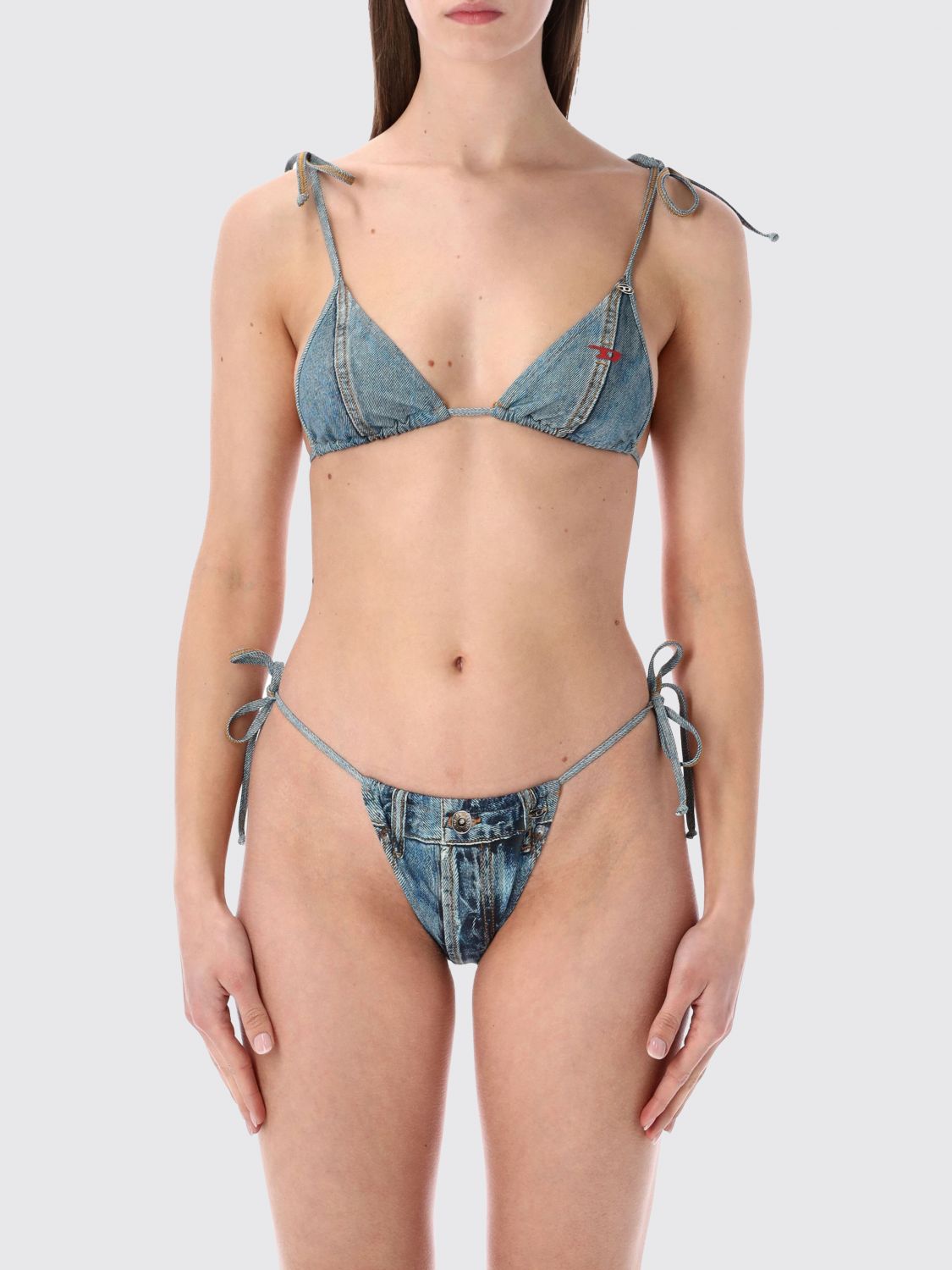 Tatiana denim triangle bikini top - Blue