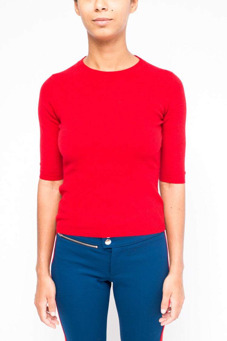 Red Round Neck Sweater Top