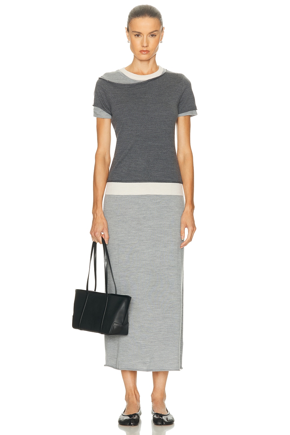 Staud Lyric Dress in Heather Grey Multi - Charcoal,Light Grey.  XS also in L