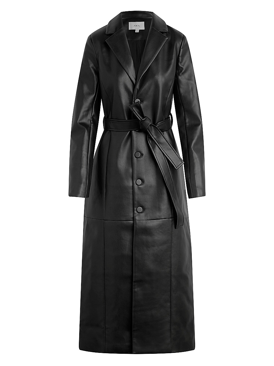 Women's The Faux Leather Long Coat - Black