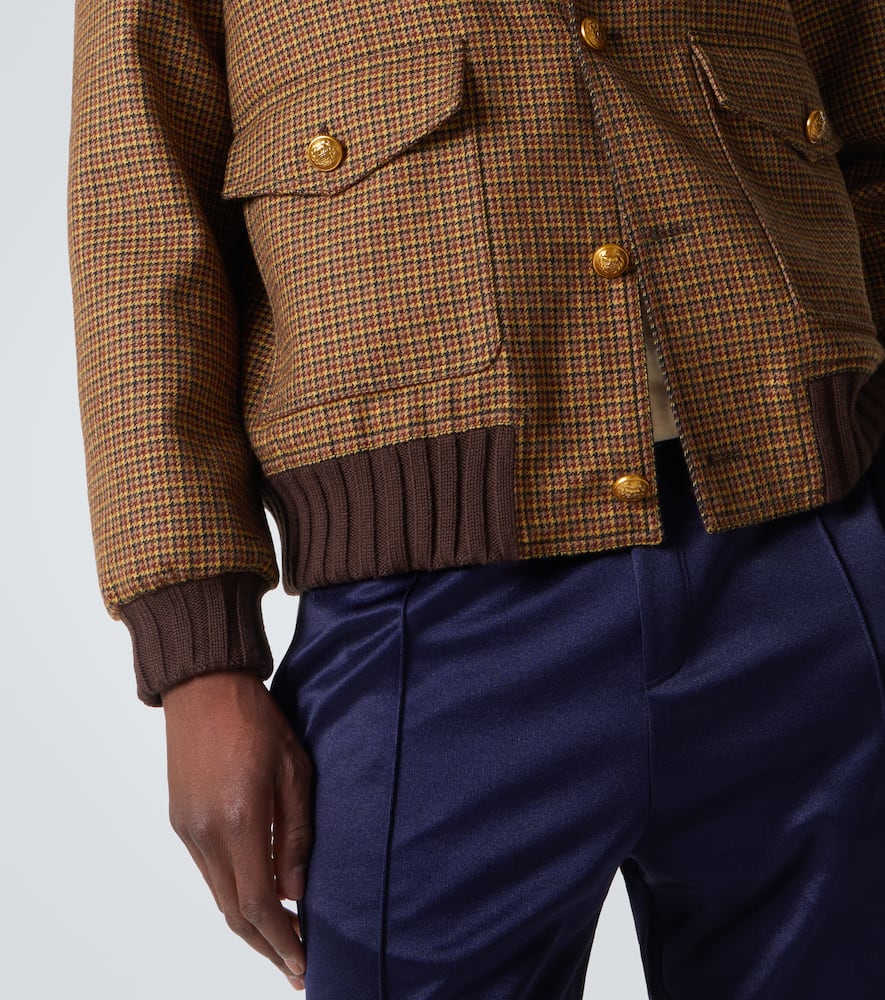 Houndstooth virgin wool bomber jacket