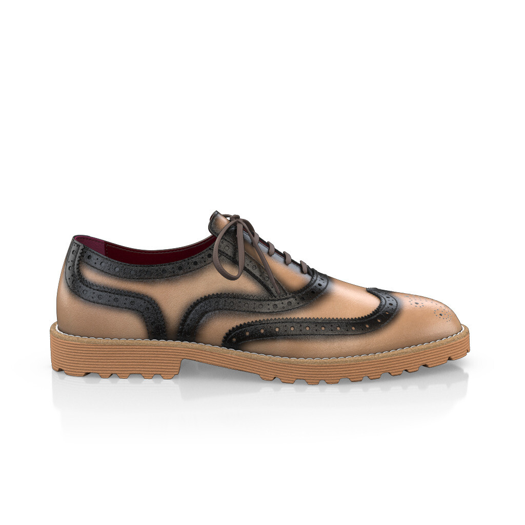 Custom Men's Luxury Oxford Dress Sneakers Handmade in Italy - Beige Premium Leather - Brogues - GIROTTI