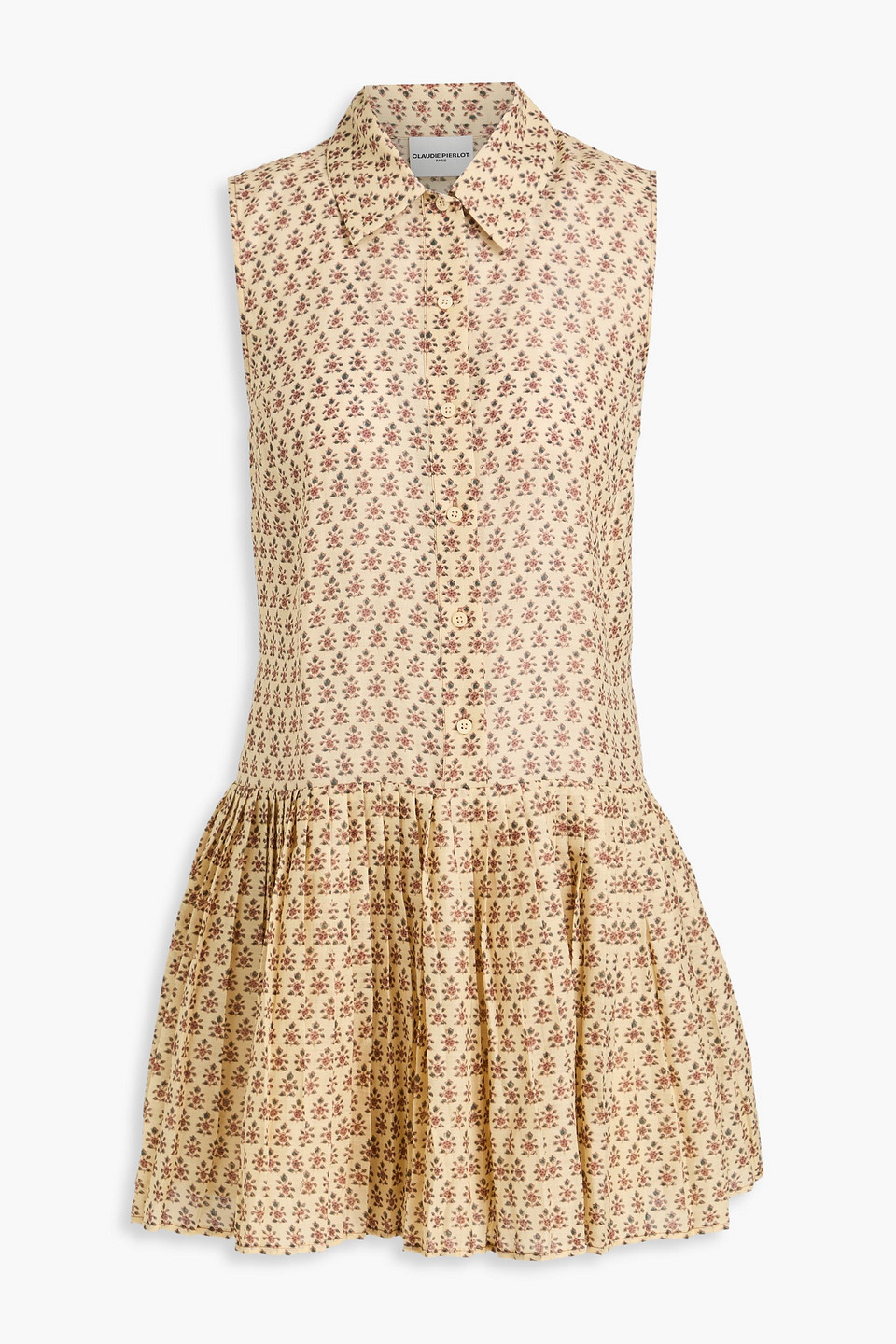 Floral-print ramie mini shirt dress - Yellow - FR 38