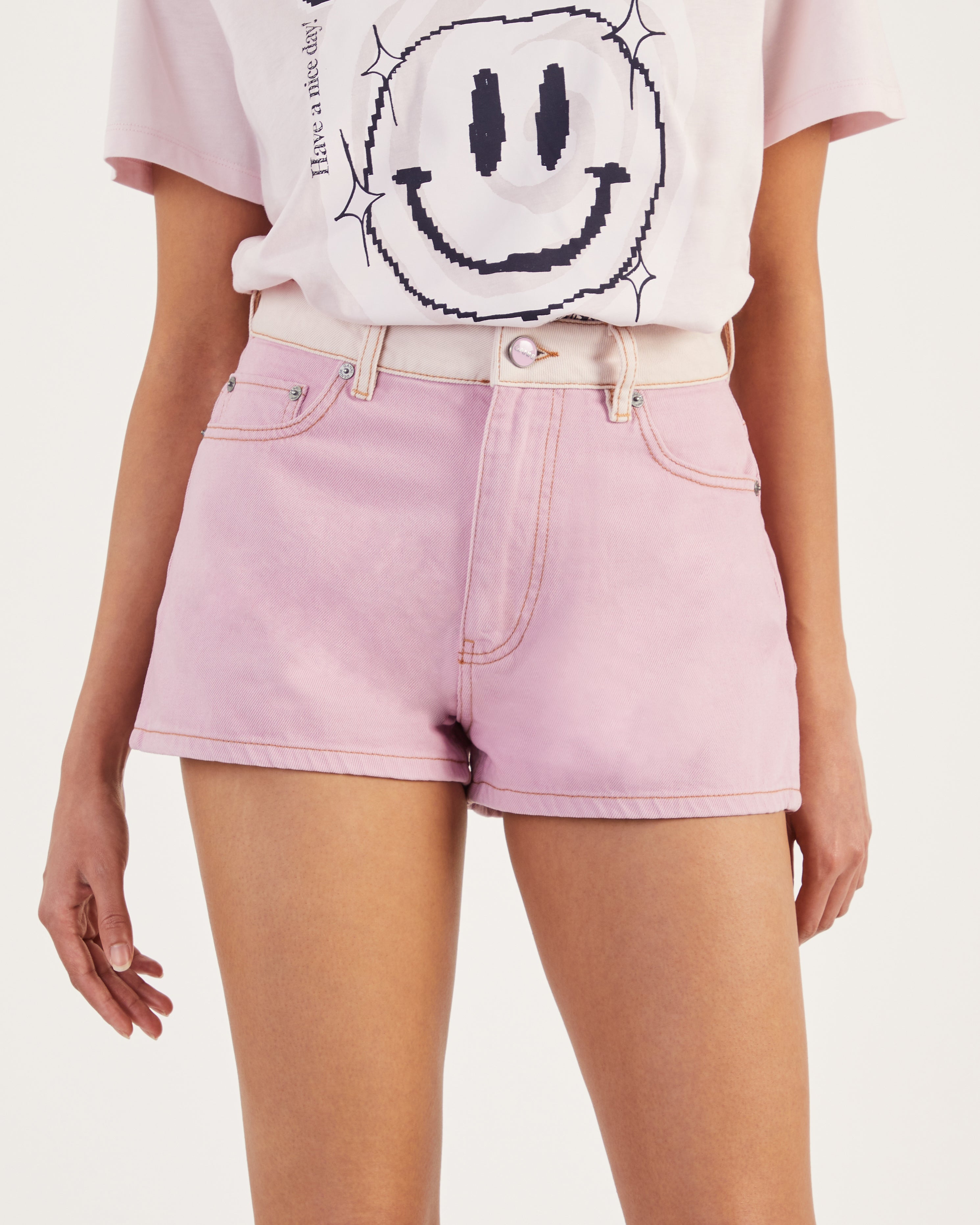 Ganni High waist shorts pink Light purple