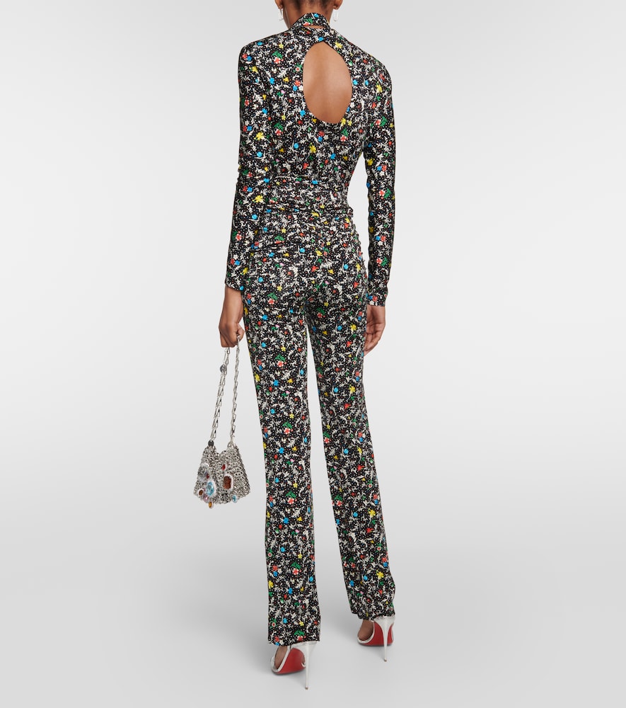 Printed high-rise crêpe pants