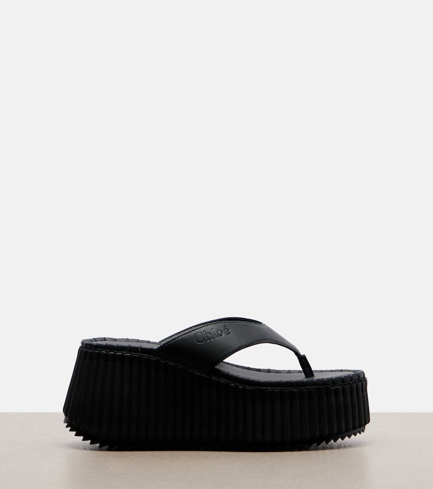 Chloé Nama leather platform thong sandals