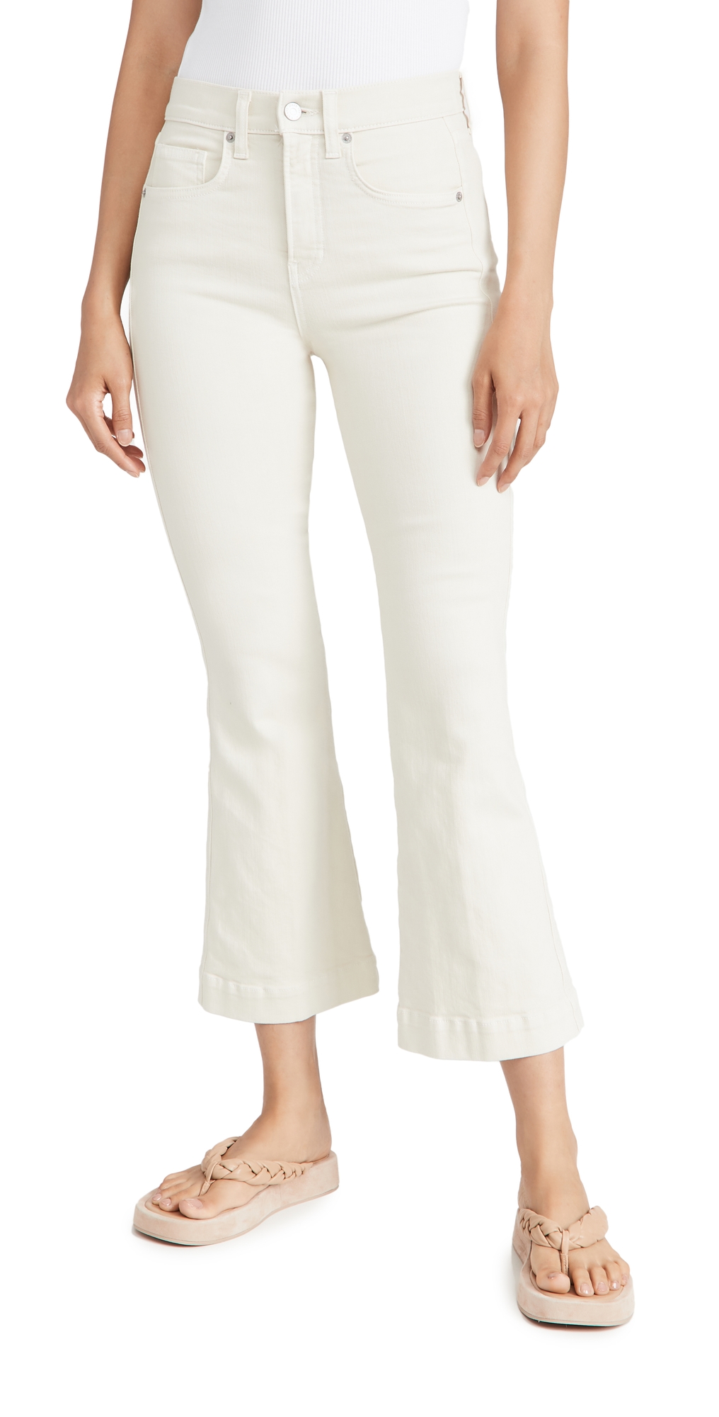 Carson High Rise Ankle Flare Jeans Ecru