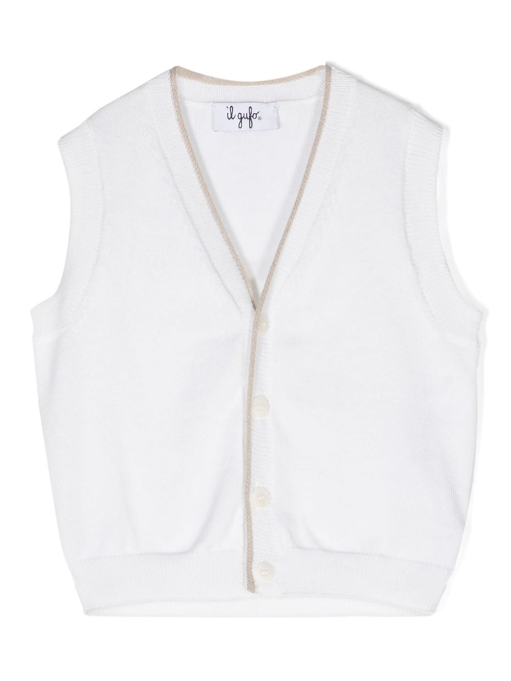 V-neck ribbed-knit vest - White