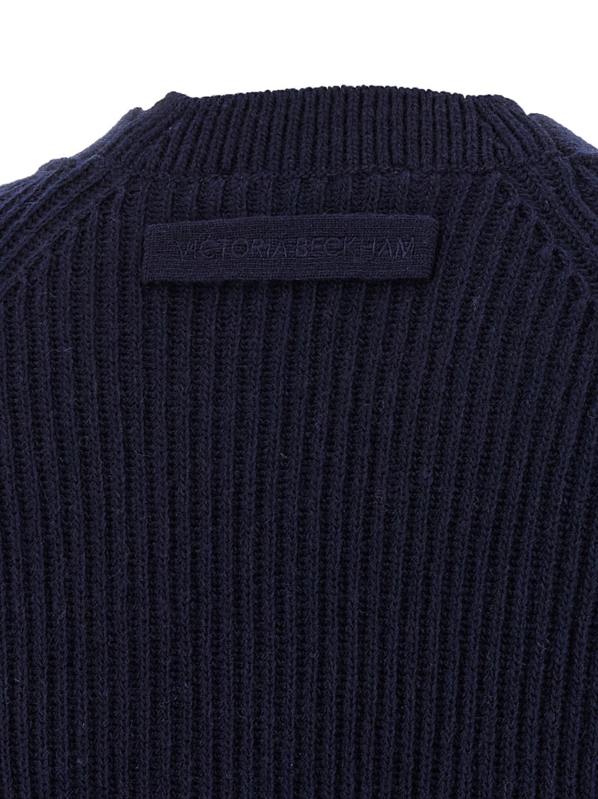Stepped Hem Sweaters And Cardigans Blue