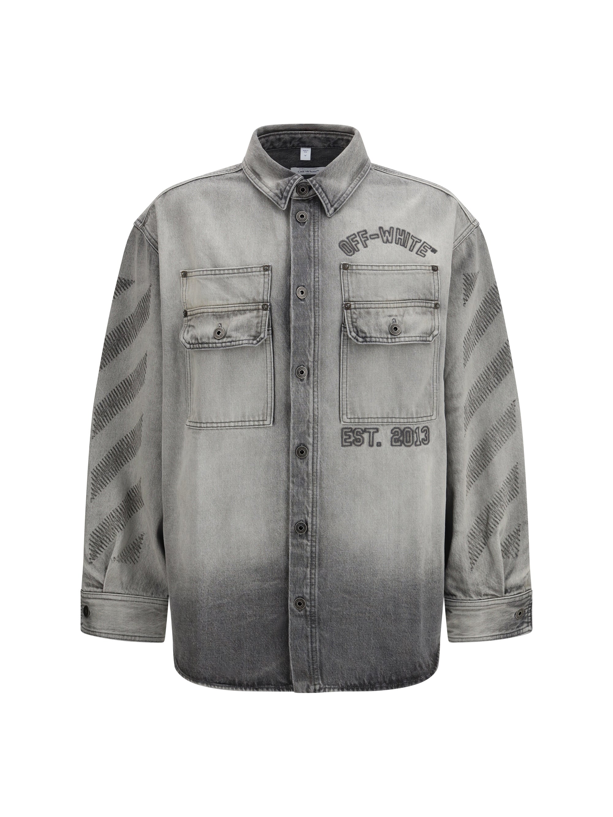 Diag Military Denim Overshirt — Gray