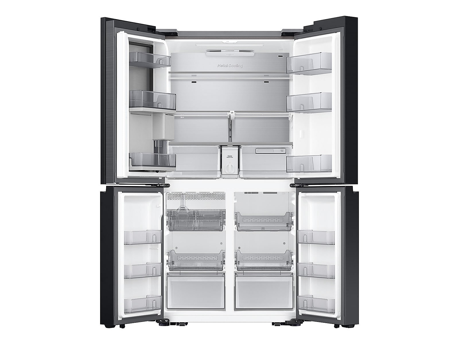 Bespoke Counter Depth 4-Door Flex™ Refrigerator (23 cu. ft.) with Beverage Center ™ in Stainless Steel - (with Customizable Door Panel Colors)