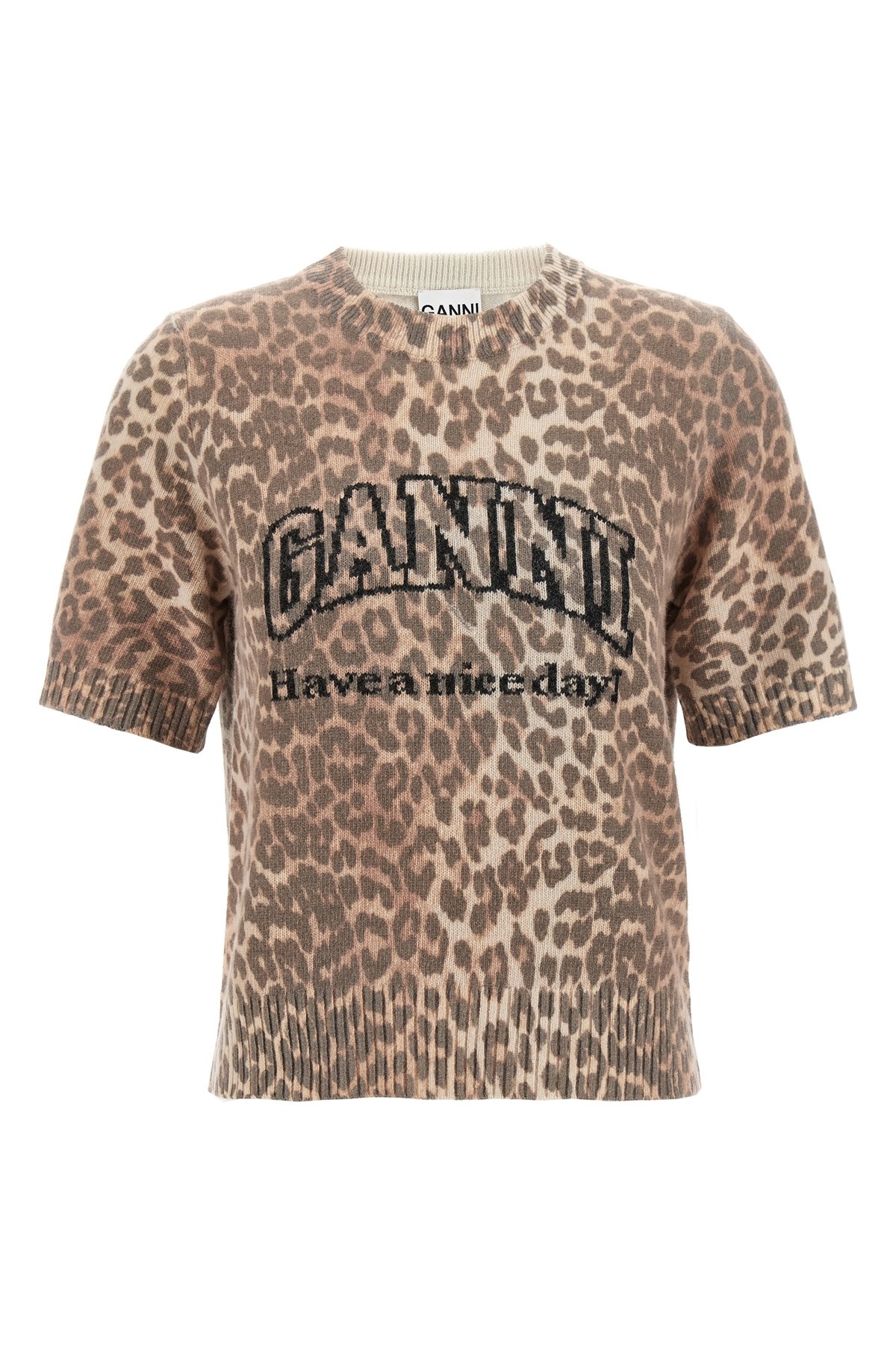 'Leopard Wool Mix' T-Shirt