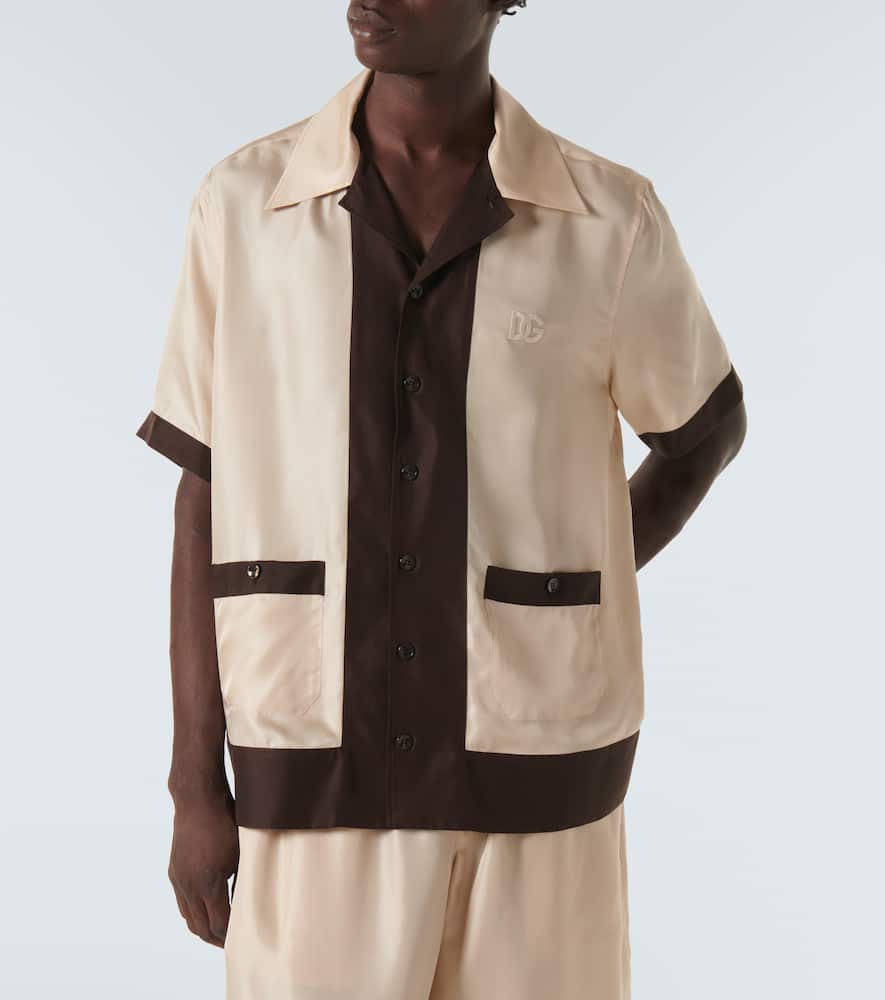 Logo silk twill bowling shirt