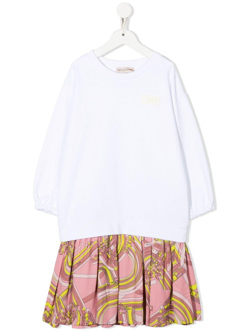 Logo-patch layered dress - White