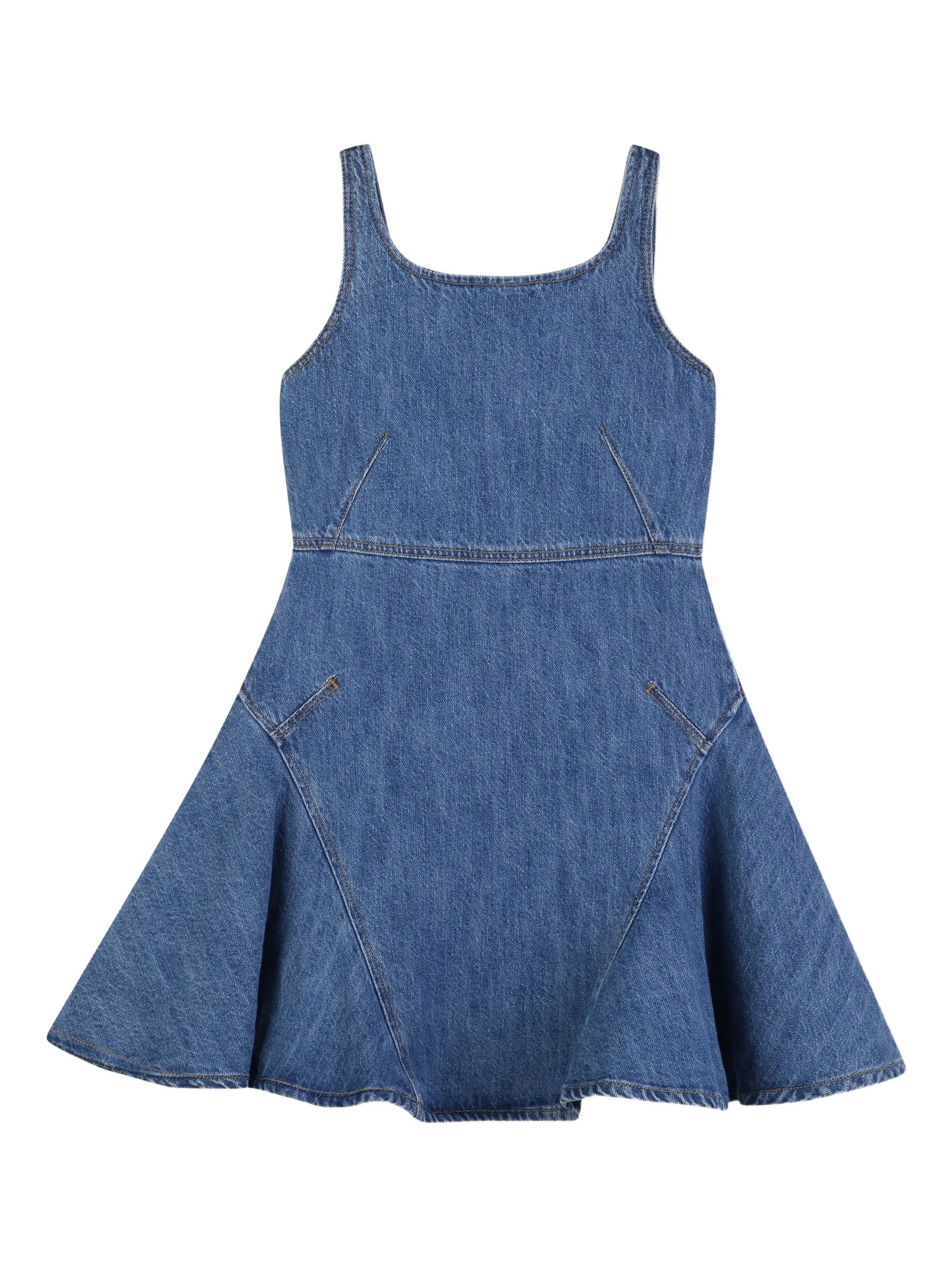 Mini Sleeveless Ruffled Dress with Back Logo