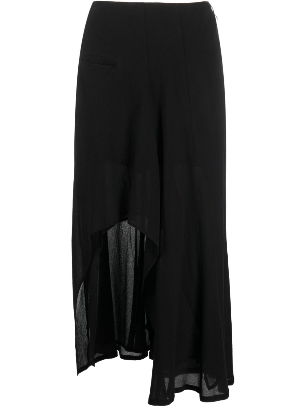 Asymmetric midi skirt - Black