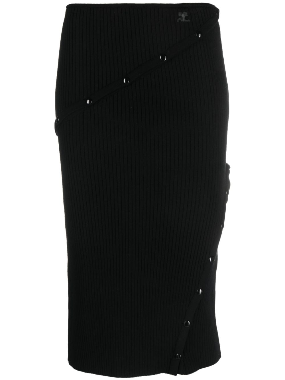 Detachable-panel high-waist skirt - Black