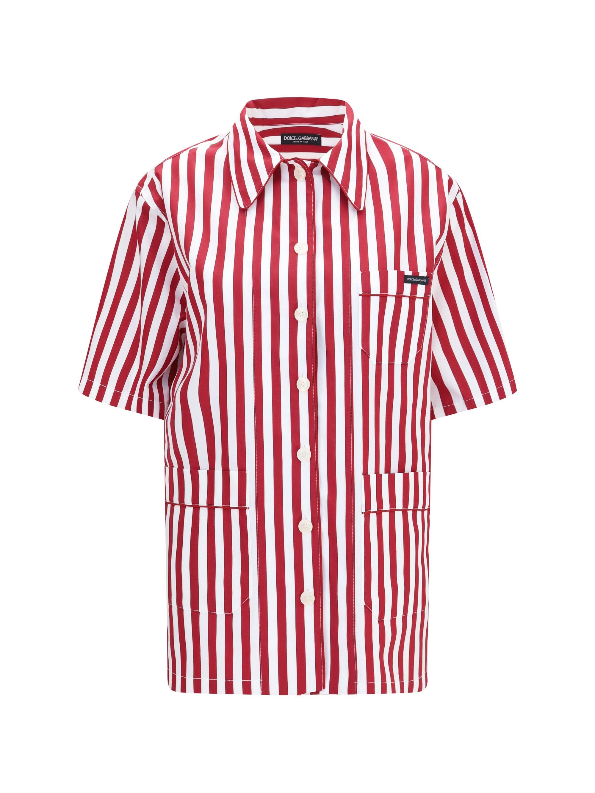Striped Cotton Shirt — Red