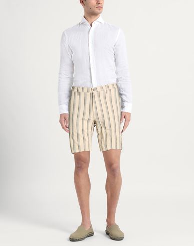 Man Shorts & Bermuda Shorts Beige Size 33 Cotton, Linen, Elastane