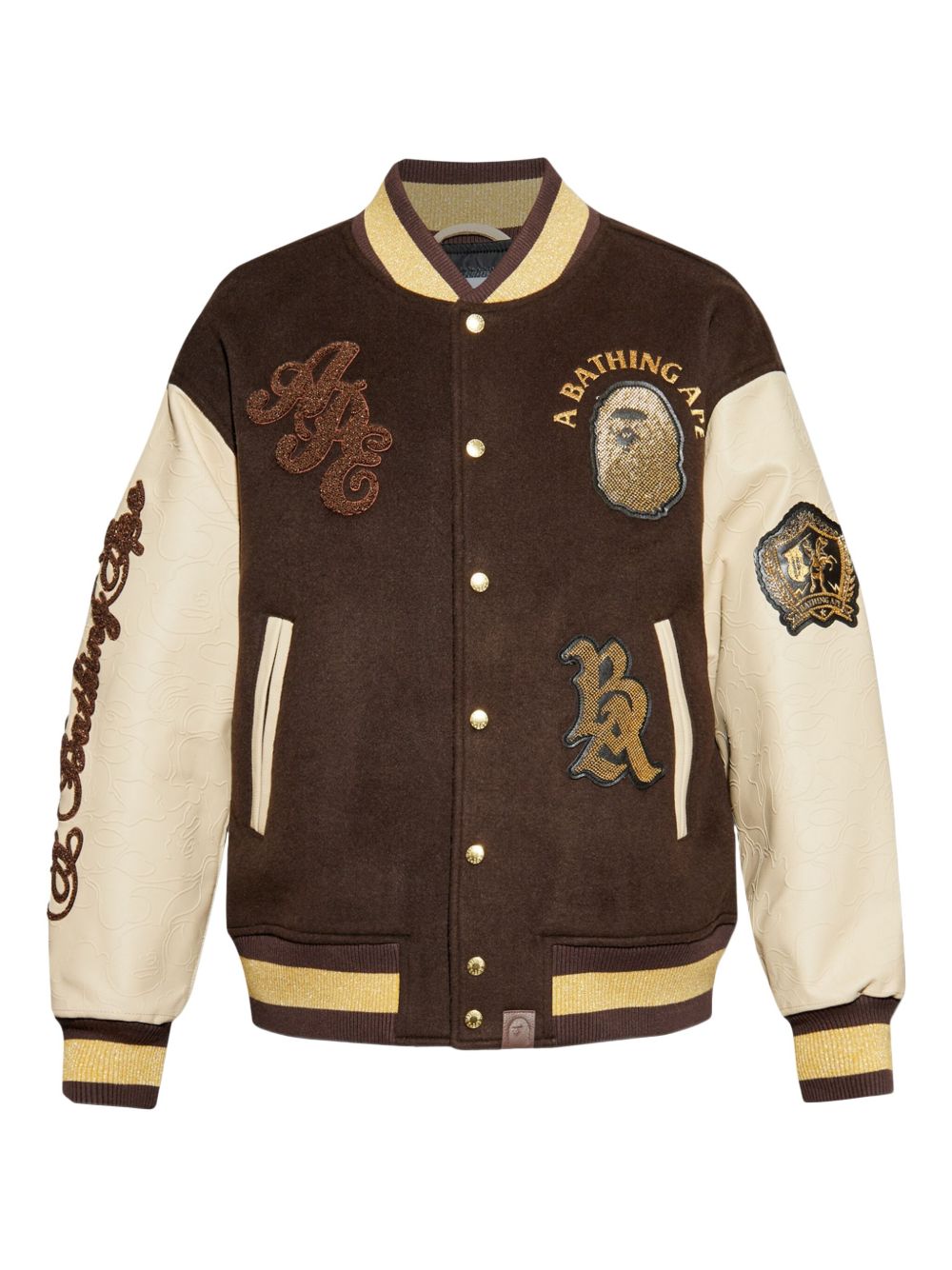 A BATHING APE® embroidered bomber jacket - Brown