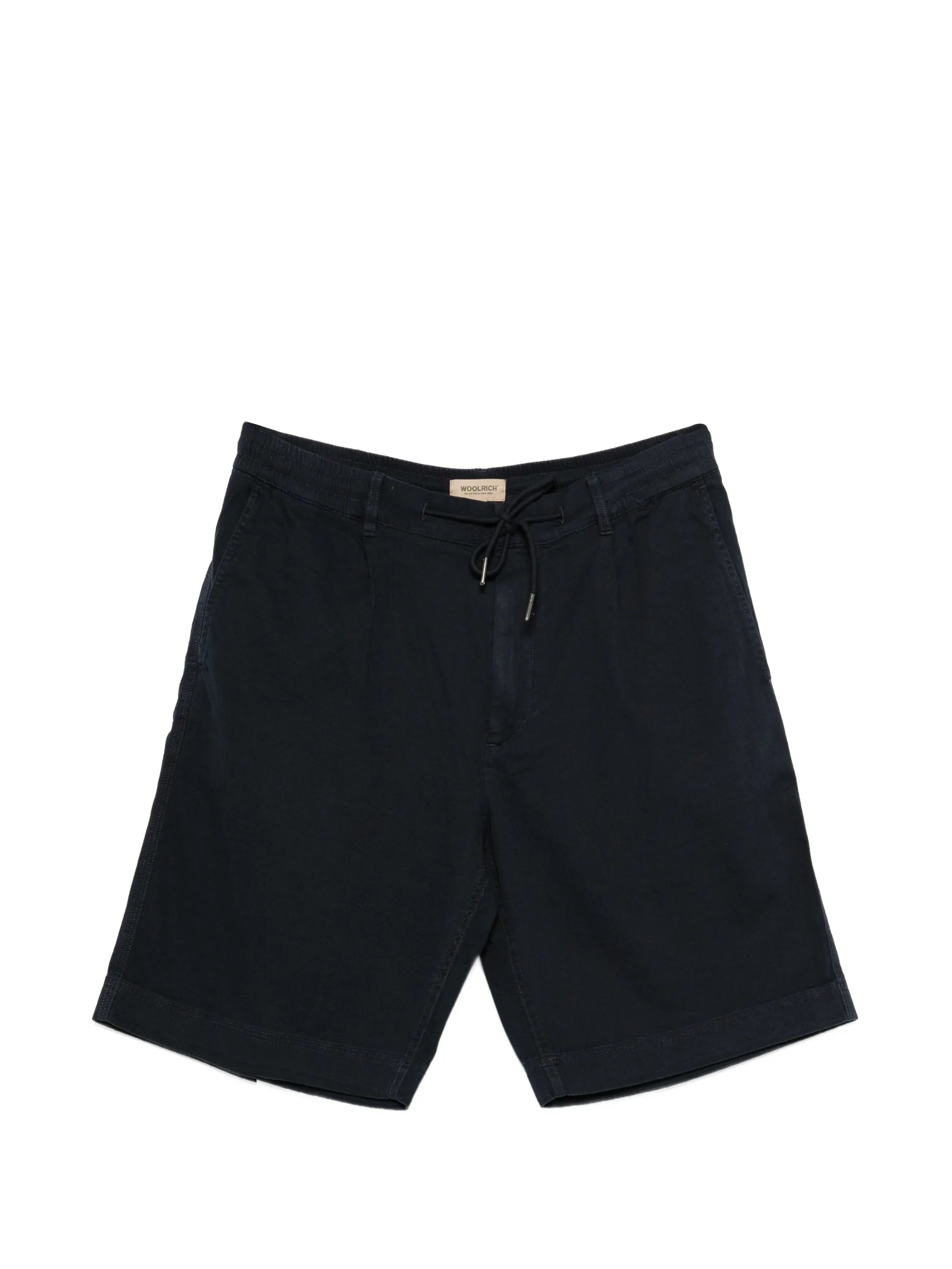 Wool-Blend Bermuda Shorts with Drawstring Waist, Zip & Button Closure