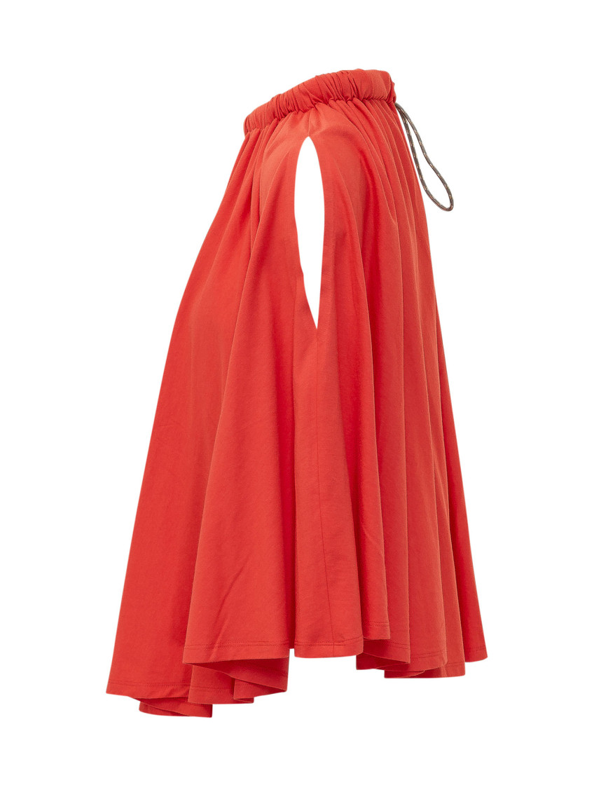 Red Solid Halter Neck Top
